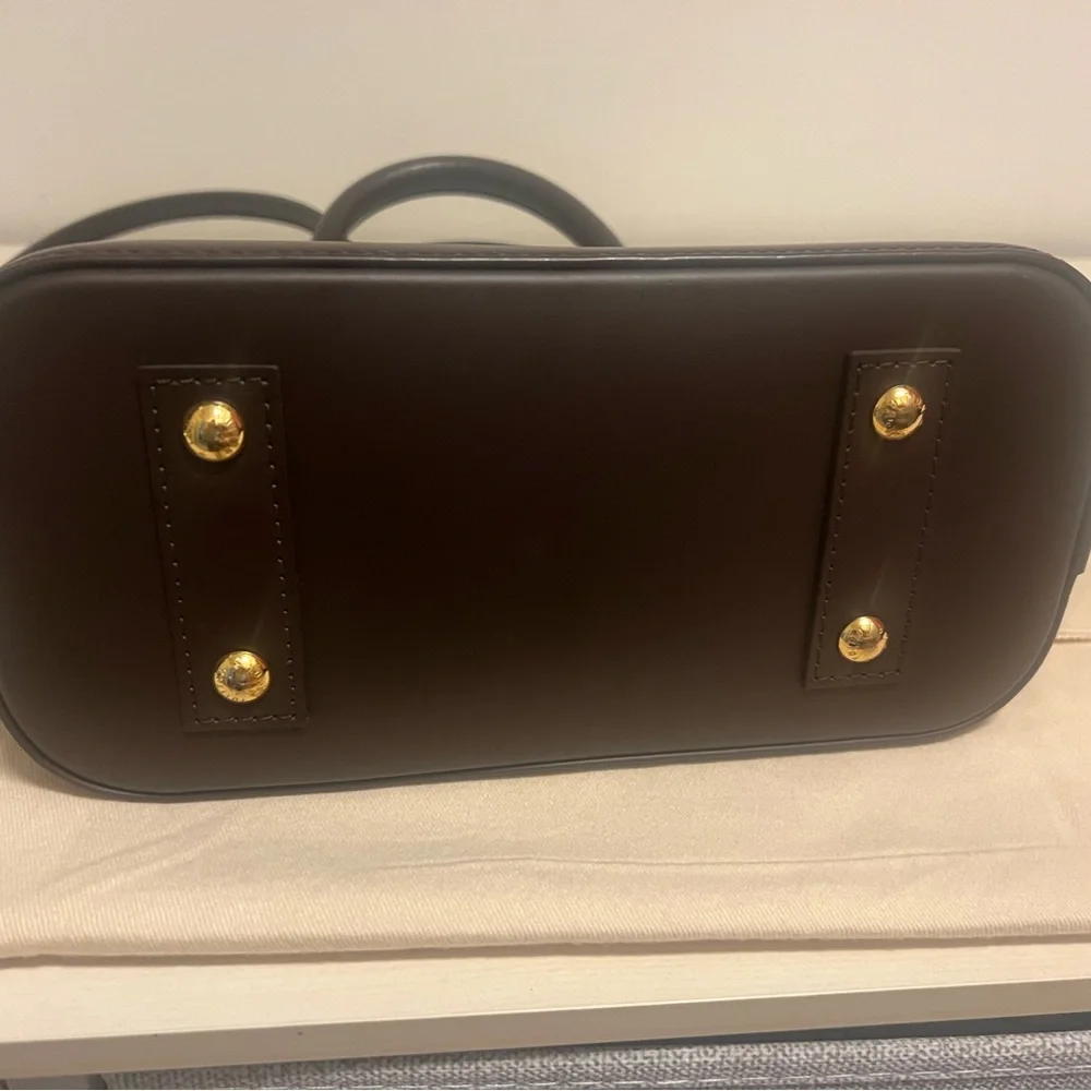 Louis Vuitton Brown Damier Ebene Mini Handbag with Gold Hardware